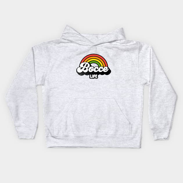 Groovy Rainbow Bocce Life Kids Hoodie by rojakdesigns